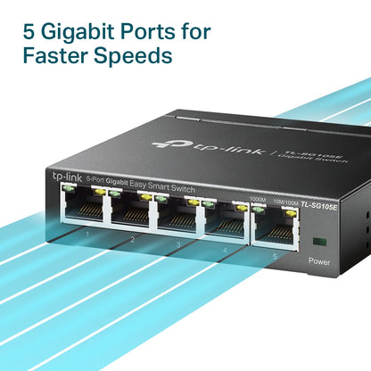 TP-Link TL-SG105E dispositivo de redes Gestionado L2 Gigabit Ethernet (10/100/1000) Negro