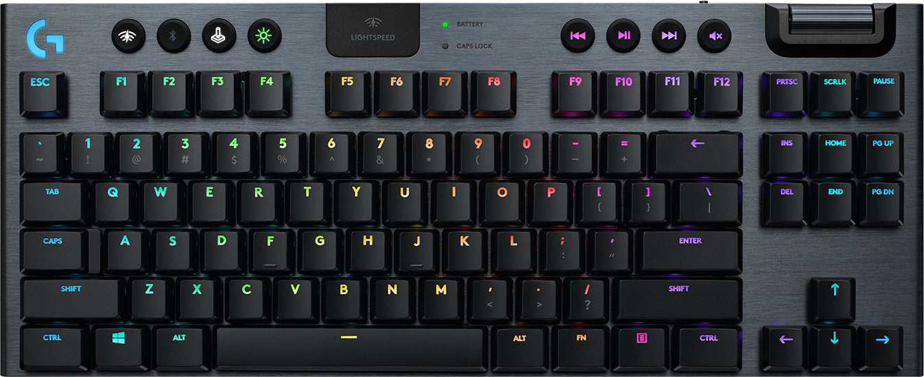 Teclado Logitech G915 TKL Mecánico RGB Inalámbrica Lightspeed Gaming sin Teclado Numérico Color Negro