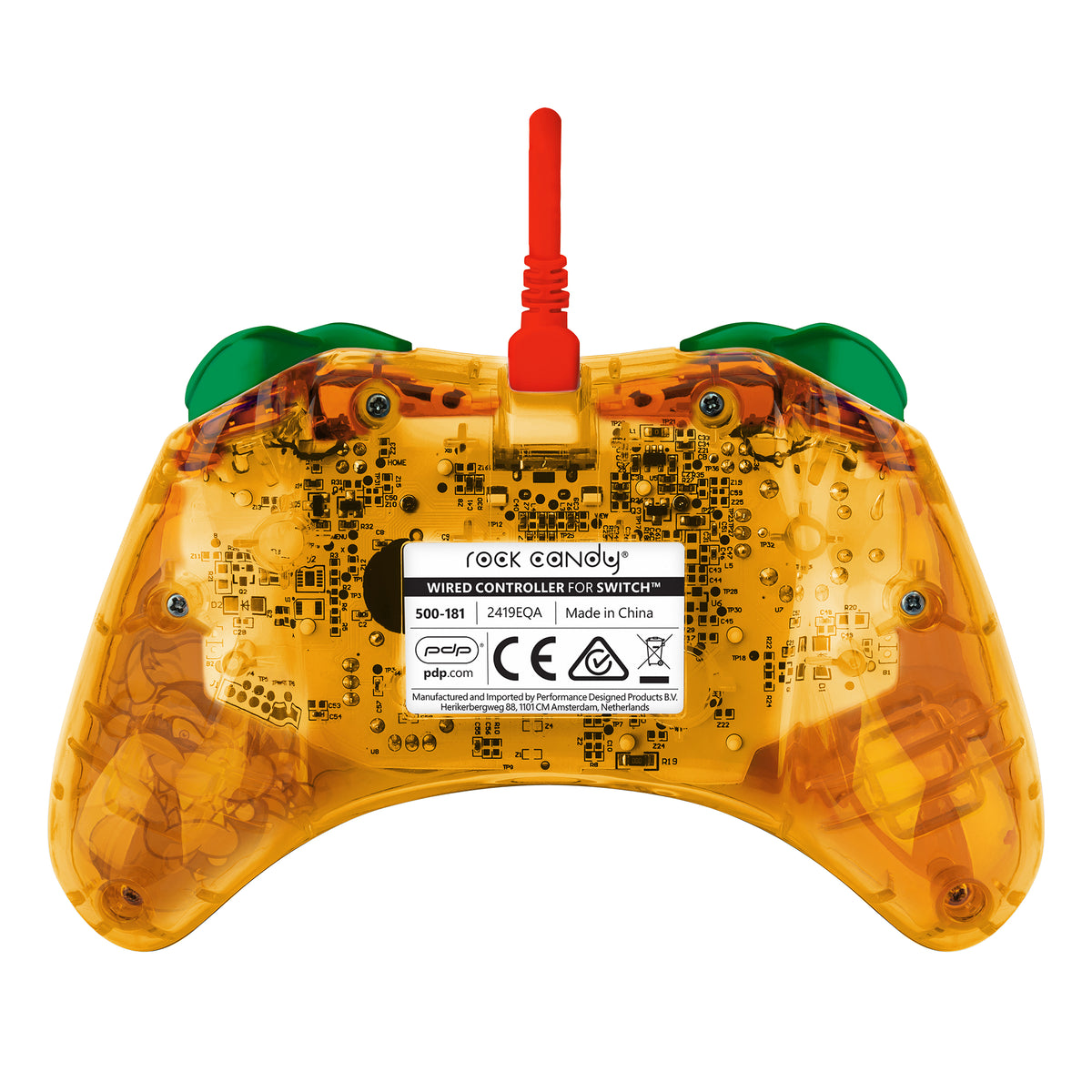 PDP Rock Candy: Lemon Bomb Bowser Verde, Translúcido, Amarillo USB Gamepad Analógico/Digital Nintendo Switch, Nintendo Switch Lite, Consola Nintendo Switch OLED