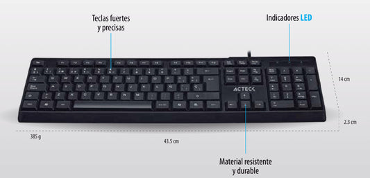Teclado Acteck Inspire TA210 Alámbrico USB Color Negro