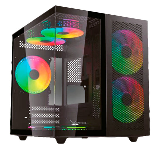 Gabinete Xzeal CUBO Mini-Tower Micro-ATX/Mini-ITX USB 2.0/3.0 sin Fuente 3 Ventiladores Instalados Negro