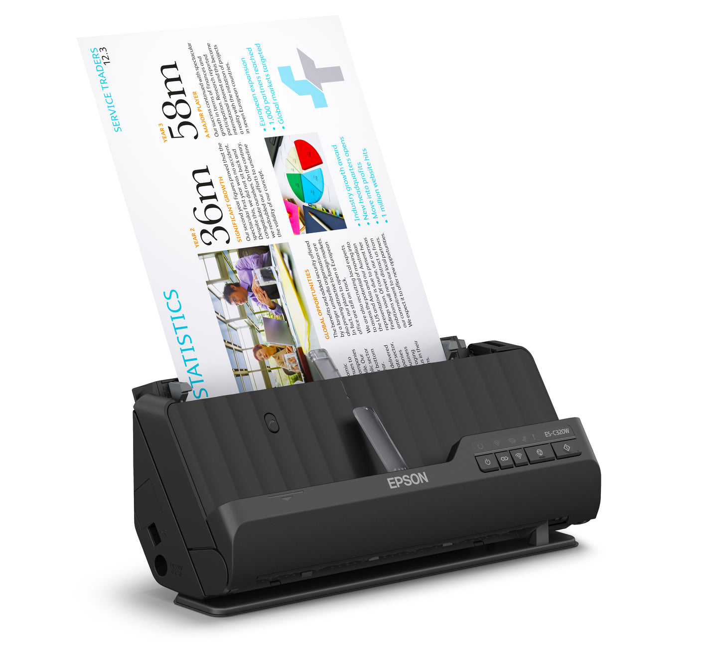 Epson ES-C320W ADF + Escáner de alimentación de hojas 600 x 600 DPI A4 Negro