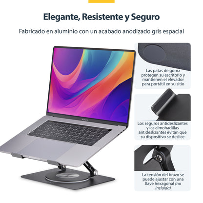StarTech.com ATFR-LAPTOP-RISER soporte para laptop Soporte para computadora portátil Plata