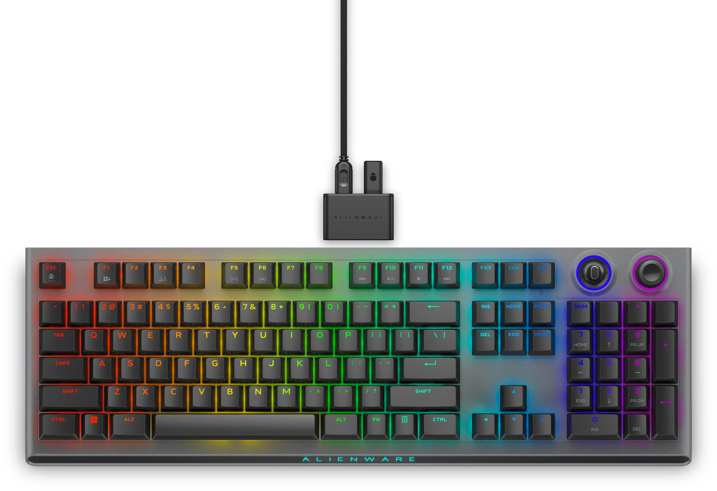 Alienware AW920K teclado Juego USB + RF Wireless + Bluetooth QWERTY Inglés de EE.UU. Gris