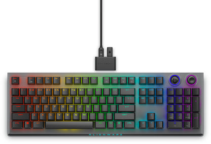 Alienware AW920K teclado Juego USB + RF Wireless + Bluetooth QWERTY Inglés de EE.UU. Gris