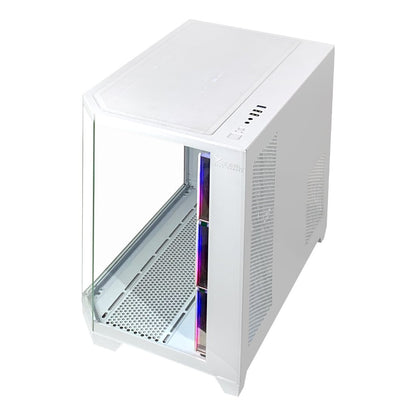 Gabinete Gamer Xzeal Mid Tower XZ150 ATX Panel Vidrio + Metal 2xUSB1.0 + 1xUSD3.0 + 1x3.5mm + 4 ARGB Ventiladores Blanco