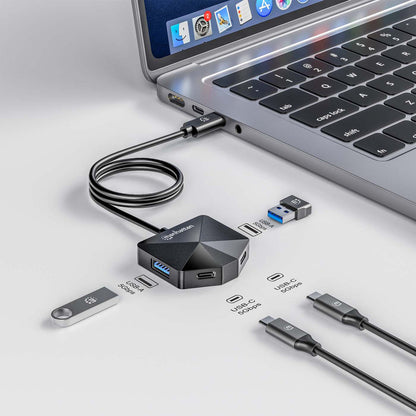 Manhattan 181150 base para laptop o replicador de puertos Alámbrico USB 3.2 Gen 2 (3.1 Gen 2) Type-C Negro