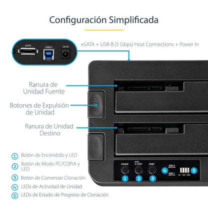 StarTech.com SDOCK2U33RE duplicador de datos o soporte Duplicador de HDD/SSD Negro 1 copias
