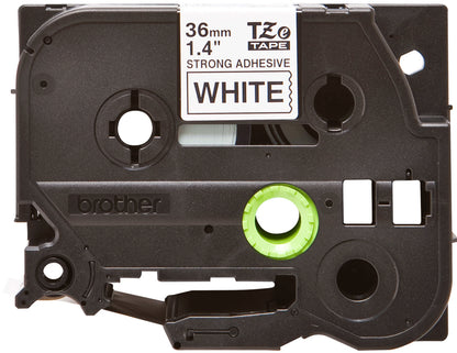 Cinta Brother TZES261 Laminada Súper Adhesiva Texto Negro Fondo Blanco 36mmx8m