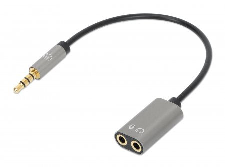 Manhattan 356107 cambiadores de género de cables 3.5mm 2x 3.5mm Negro, Plata