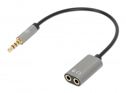 Manhattan 356107 cambiadores de género de cables 3.5mm 2x 3.5mm Negro, Plata