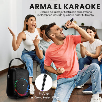 Mini Bafle Vorago KSP-455 40 W Recargable 1 Micrófono Inalámbrico C/Correas TWS IPX5 Bluetooth