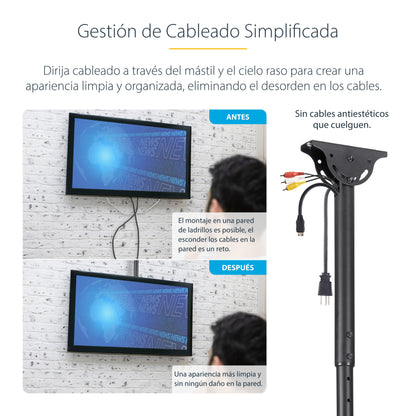 StarTech.com FPCEILPTBLP soporte para pantalla de señalización 190.5 cm (75") Negro