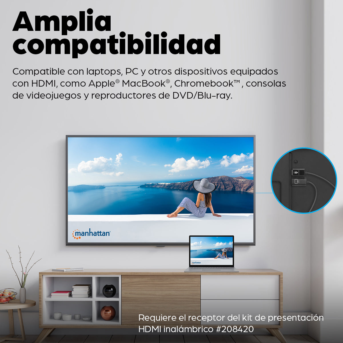 Transmisor Inalámbrico de Video Manhattan HDMI 1080p