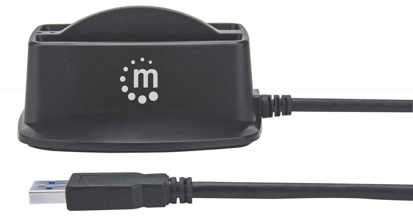 Base Manhattan Conexión Dual USB 3.0 SuperSpeed Disco duro SATA 2.5" Color Negro