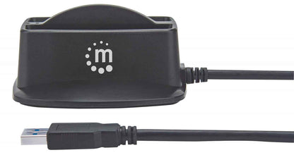 Base Manhattan Conexión Dual USB 3.0 SuperSpeed Disco duro SATA 2.5" Color Negro