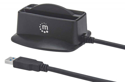 Base Manhattan Conexión Dual USB 3.0 SuperSpeed Disco duro SATA 2.5" Color Negro
