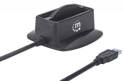 Base Manhattan Conexión Dual USB 3.0 SuperSpeed Disco duro SATA 2.5" Color Negro