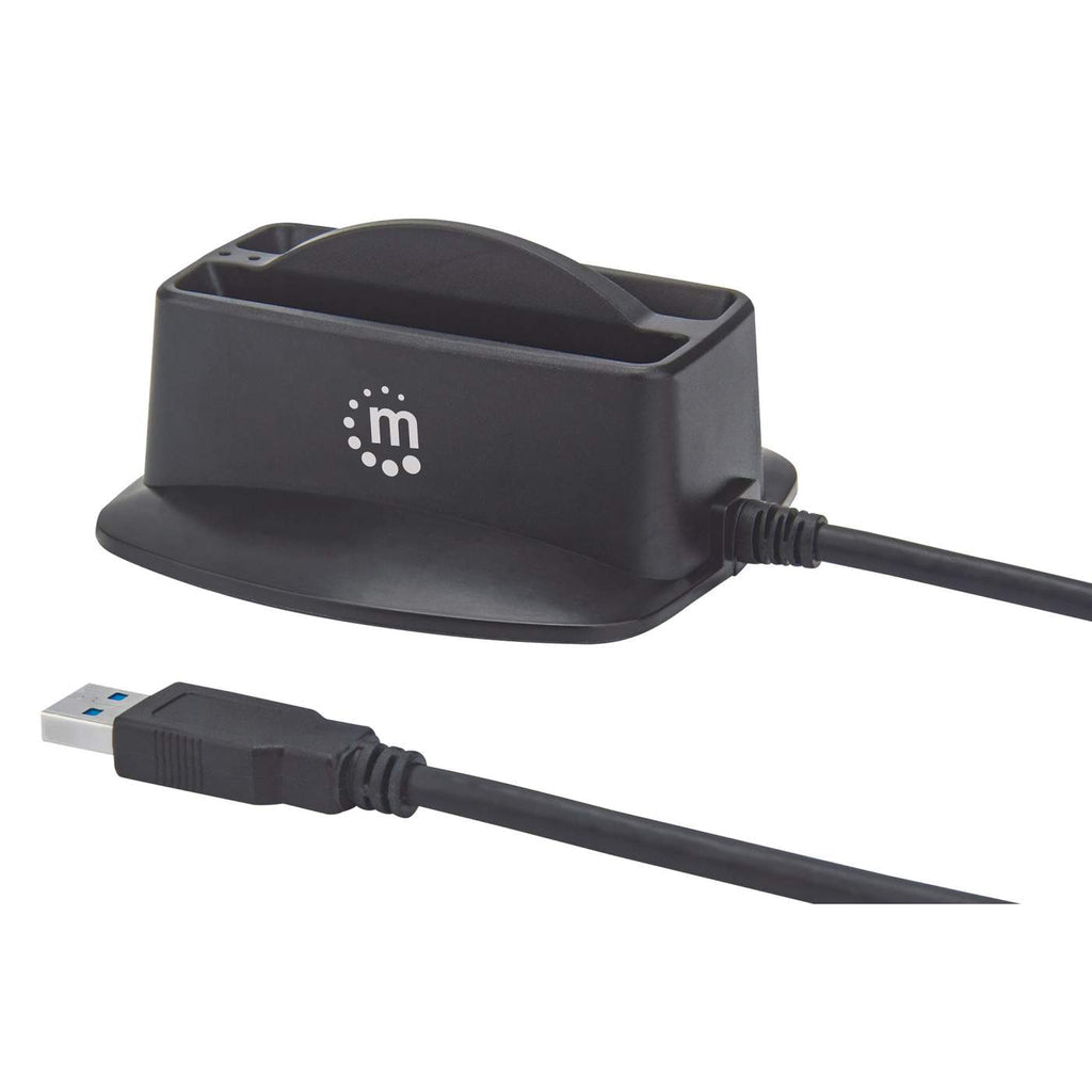 Base Manhattan Conexión Dual USB 3.0 SuperSpeed Disco duro SATA 2.5" Color Negro