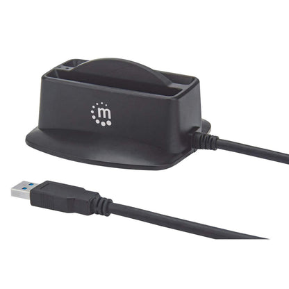 Base Manhattan Conexión Dual USB 3.0 SuperSpeed Disco duro SATA 2.5" Color Negro