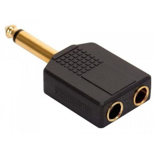 ADAPTADOR STEREN Y 2 JACKS 6.3MM A PLUG 6.3MM DORA