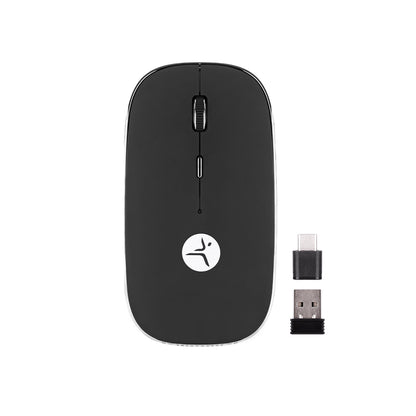 Mouse TechZone Recargable Negro con Nano Receptor Tipo C y Usb a Mouse Pad Incluido