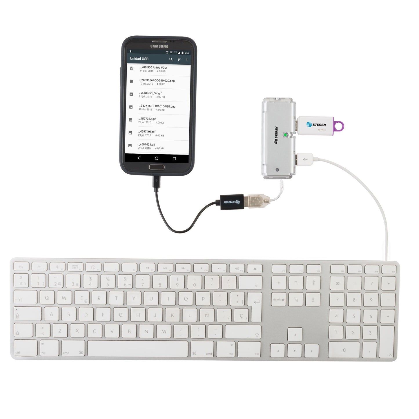 Cable OTG Steren para Smartpthone Android 10cm Color Negro