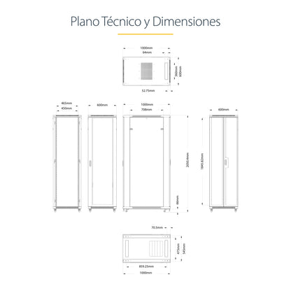 StarTech.com RK4236BKB armario rack Rack o bastidor independiente Negro