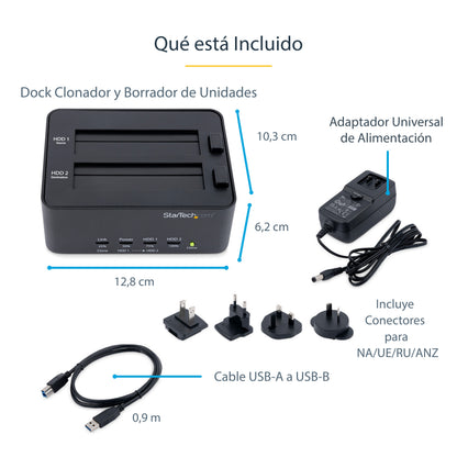 StarTech.com SATDOCK2REU3 duplicador de datos o soporte Duplicador de HDD/SSD Negro 1 copias