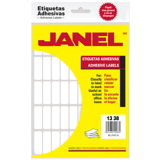 Etiquetas Adhesivas Janel Clásicas Escolar No. 6 13x38mm Sobre C/900