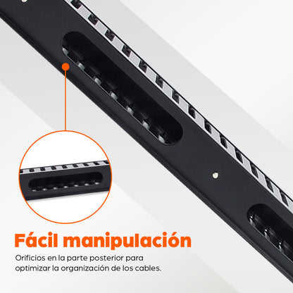 Organizador Intellinet Cables 19" 1U Horizontal Metalico Color Negro