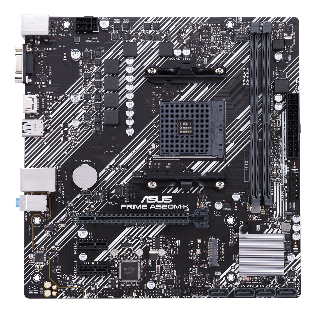 Tarjeta Madre Asus PRIME A520M-K 2xDDR4 64GB 4400Mhz HDMI VGA PCIe 3.0 M.2 S AM4 Ryzen mATX