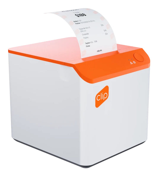 Impresora Térmica Clip con Conexión Bluetooth Portátil Compatible con POS Blanco-Naranja