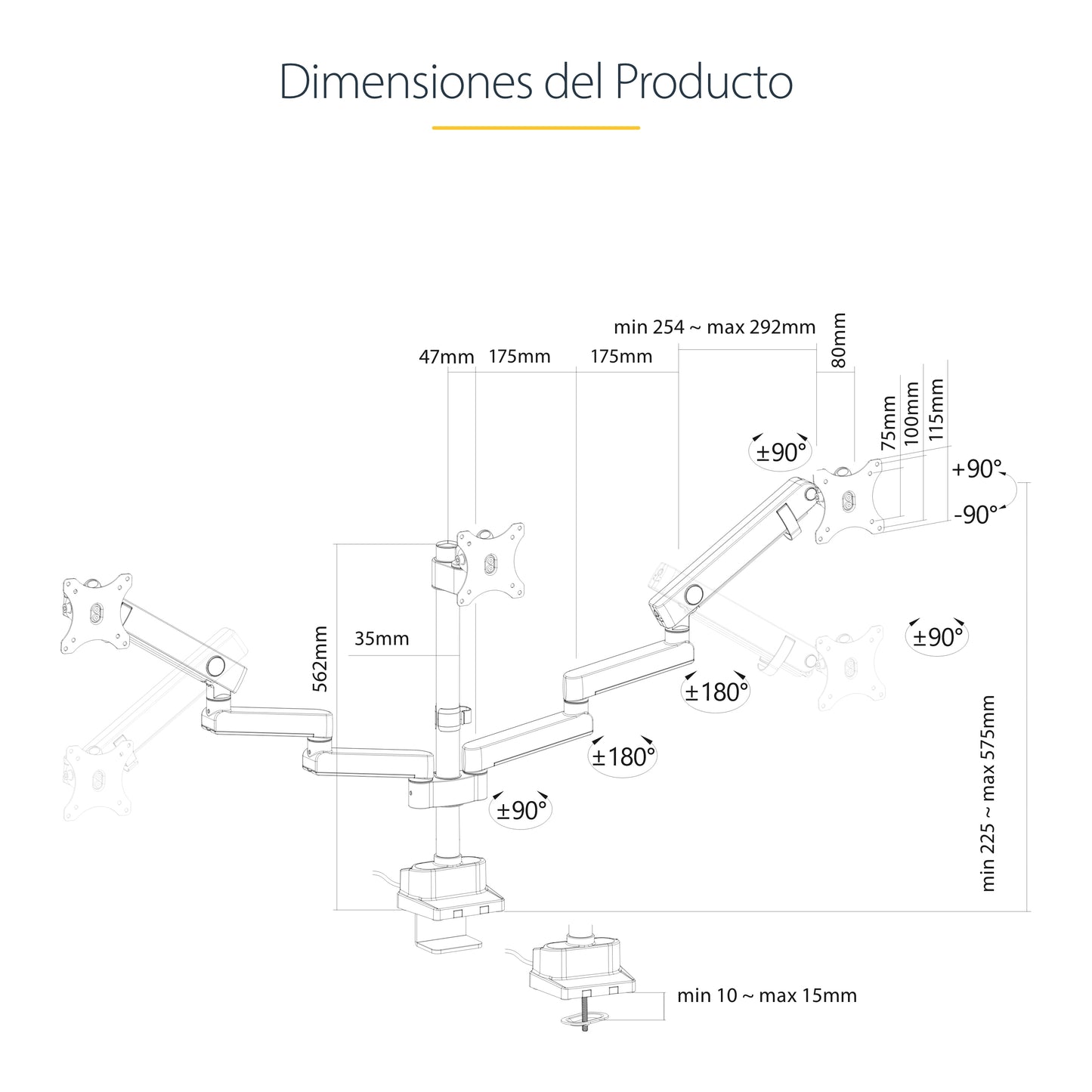 StarTech.com 3MP2AG-MONITOR-ARM soporte para pantalla plana 68.6 cm (27") Escritorio Negro