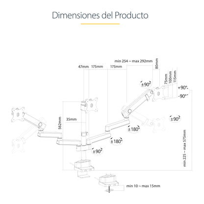 StarTech.com 3MP2AG-MONITOR-ARM soporte para pantalla plana 68.6 cm (27") Escritorio Negro