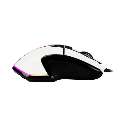 Mouse Game Factor MOG602 Click Láser Pixart 3370 19000 dpi 8 Botones Iluminación RGB Color Blanco