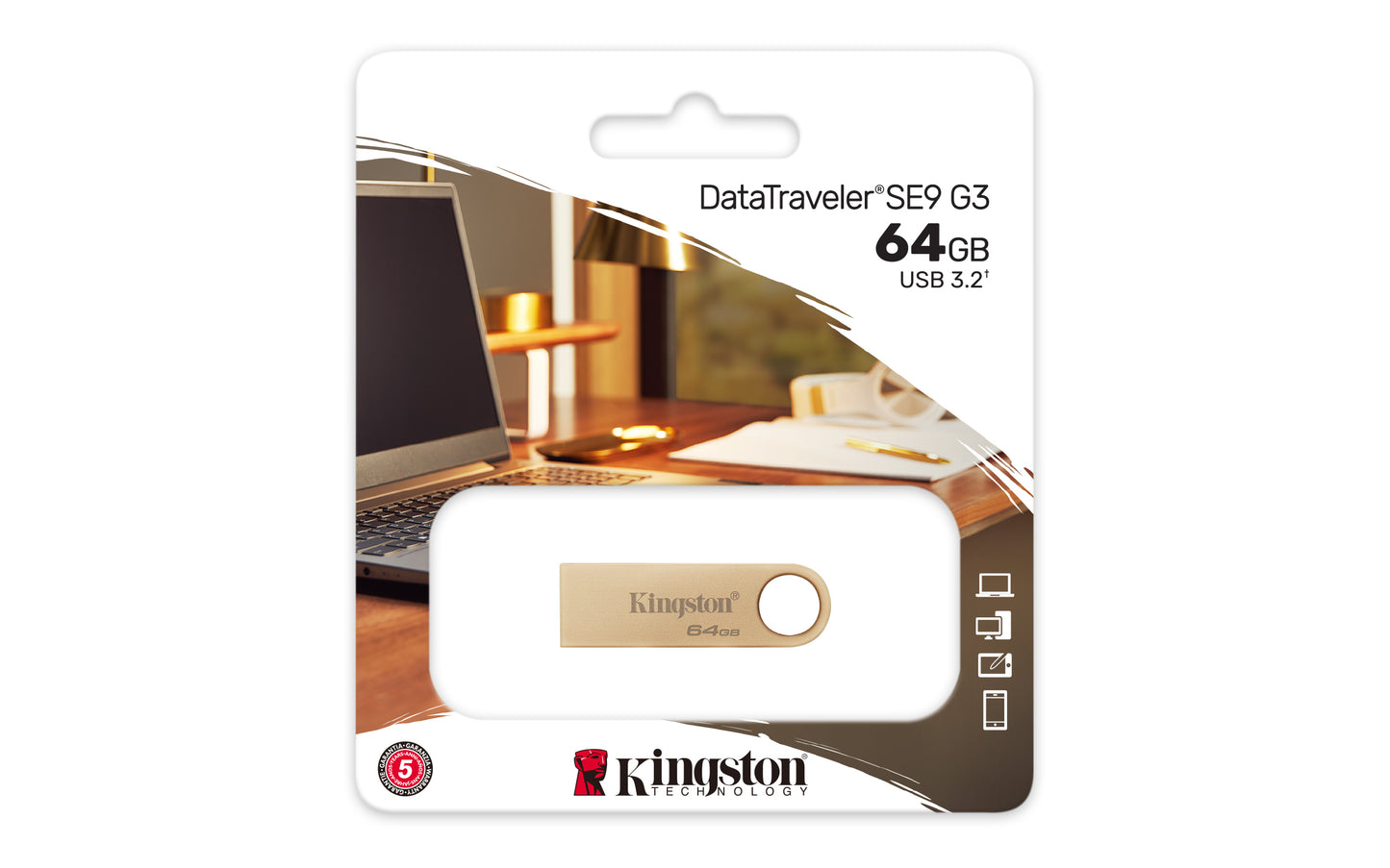 Memoria USB Kingston DataTraveler SE9 G3 64GB USB 3 2 Lectura 220MB/s Dorado