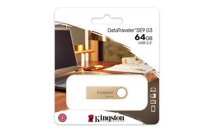Memoria USB Kingston DataTraveler SE9 G3 64GB USB 3 2 Lectura 220MB/s Dorado