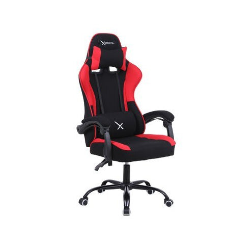 Silla Gamer Xzeal XZ20 Tela Foam Reclinable 140° Base Metal Piston Clase 3 115Kgs Brazos Fijos Negro-Rojo