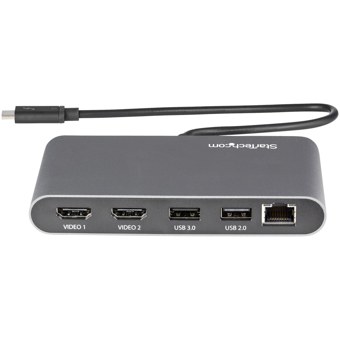 StarTech.com TB3DKM2HDL base para laptop o replicador de puertos Alámbrico Gris