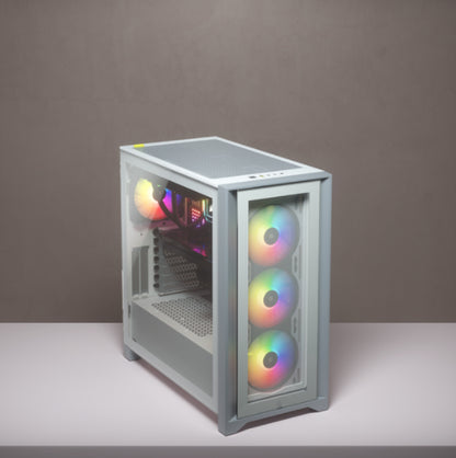 Gabinete Gamer Corsair ICUE 4000X RGB Media Torre ATX mATX ITX Cristal Templado 3xFan RGB Blanco Sin Fuente