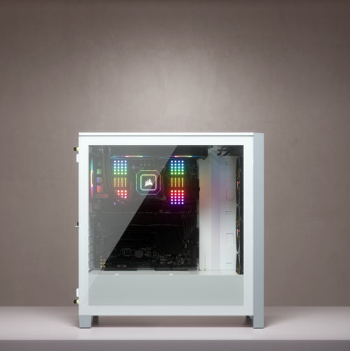 Gabinete Gamer Corsair ICUE 4000X RGB Media Torre ATX mATX ITX Cristal Templado 3xFan RGB Blanco Sin Fuente