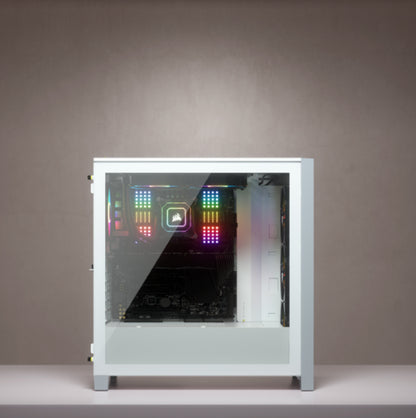 Gabinete Gamer Corsair ICUE 4000X RGB Media Torre ATX mATX ITX Cristal Templado 3xFan RGB Blanco Sin Fuente