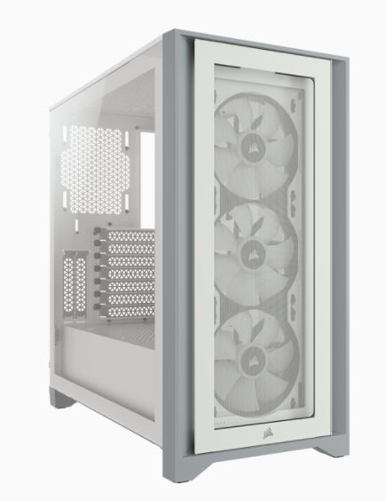 Gabinete Gamer Corsair ICUE 4000X RGB Media Torre ATX mATX ITX Cristal Templado 3xFan RGB Blanco Sin Fuente