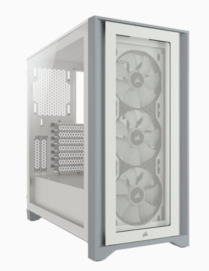Gabinete Gamer Corsair ICUE 4000X RGB Media Torre ATX mATX ITX Cristal Templado 3xFan RGB Blanco Sin Fuente