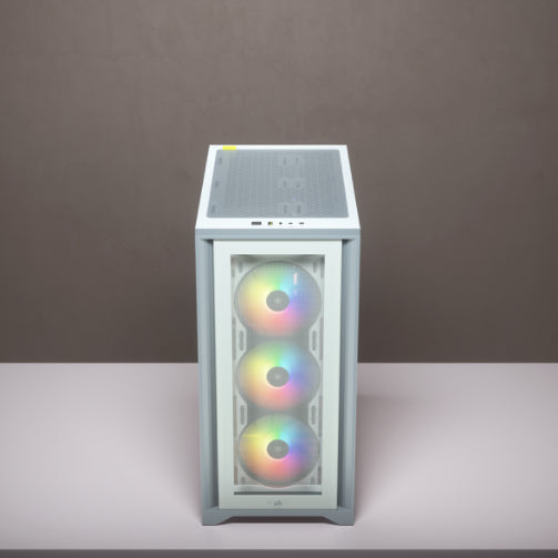 Gabinete Gamer Corsair ICUE 4000X RGB Media Torre ATX mATX ITX Cristal Templado 3xFan RGB Blanco Sin Fuente