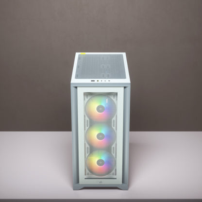 Gabinete Gamer Corsair ICUE 4000X RGB Media Torre ATX mATX ITX Cristal Templado 3xFan RGB Blanco Sin Fuente