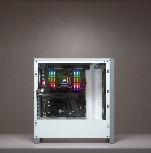 Gabinete Gamer Corsair ICUE 4000X RGB Media Torre ATX mATX ITX Cristal Templado 3xFan RGB Blanco Sin Fuente