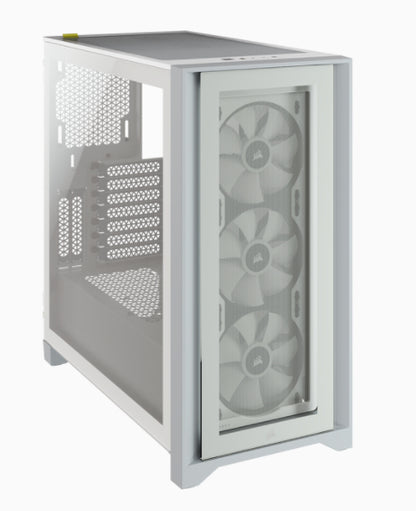 Gabinete Gamer Corsair ICUE 4000X RGB Media Torre ATX mATX ITX Cristal Templado 3xFan RGB Blanco Sin Fuente