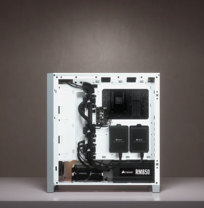 Gabinete Gamer Corsair ICUE 4000X RGB Media Torre ATX mATX ITX Cristal Templado 3xFan RGB Blanco Sin Fuente